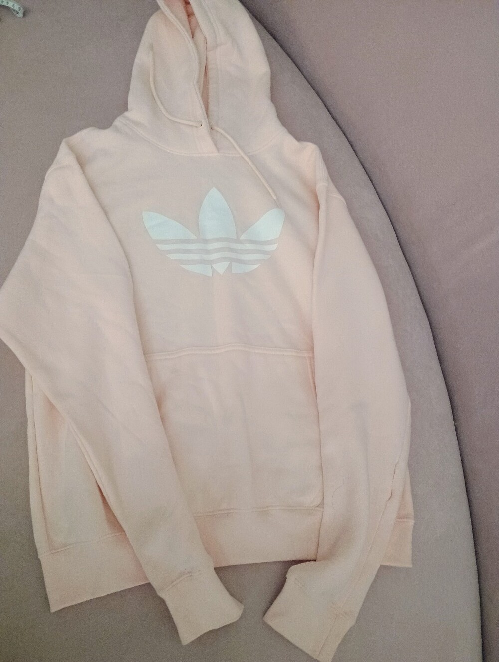 adidas Women's Light Pink Trefoil Hoodie with White Logo